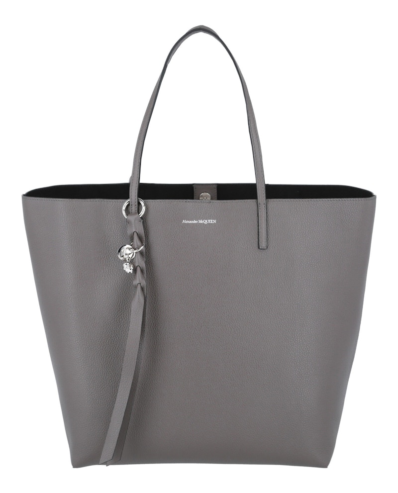 Pre-owned Alexander Mcqueen Women's  Large Skull Leather Shopper In Graphite In Gray