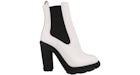 Alexander McQueen Leather Heeled Chelsea Boot Ivory Black (Women's)
