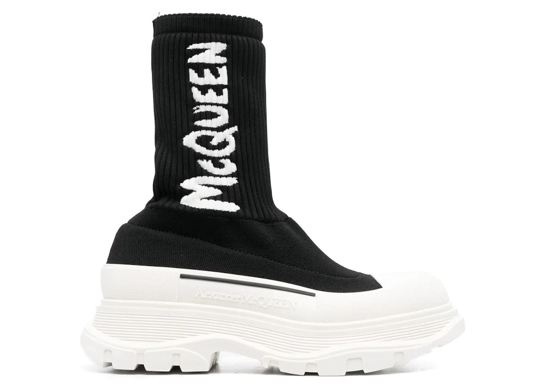 Pre-owned Alexander Mcqueen Logo Intarsia Chunky Sock Sneaker Black Ice (women's) In Black/ice