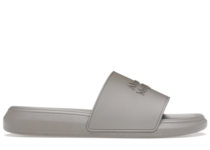 Pre-owned Alexander Mcqueen Men's Logo Slides Stone Sneakers In Grey