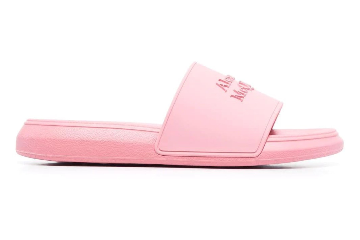 Pre-owned Alexander Mcqueen Logo Slides Pink Pastel (women's)