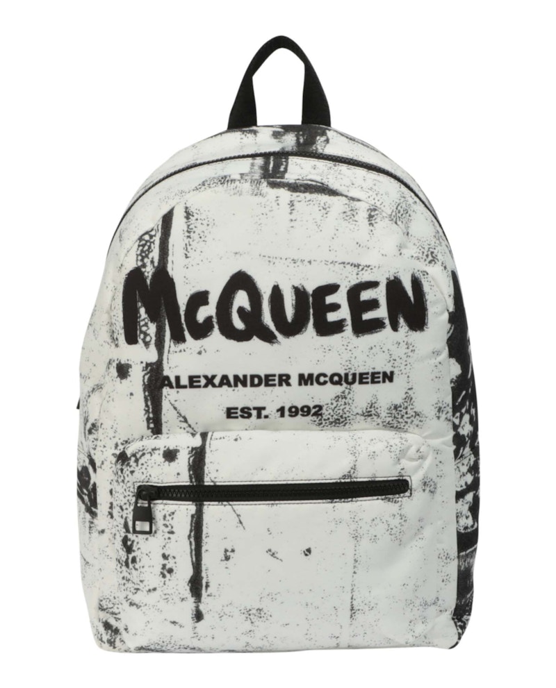 Pre-owned Alexander Mcqueen Men's Metropolitan Backpack In Black/white