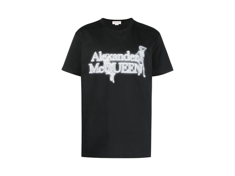 Alexander McQueen Neon Skeleton Logo T-shirt Black Men's - US