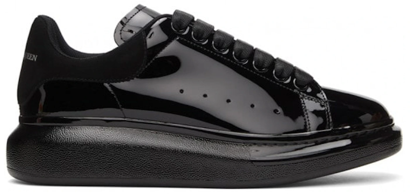 Alexander McQueen Black Patent Leather Oversized Sneakers Size 42