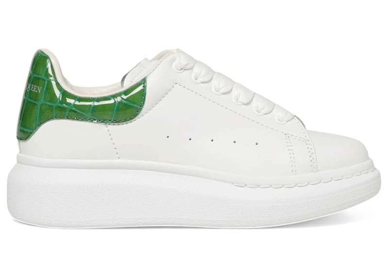 Alexander McQueen Oversized Crocodile (Kids) Sneakers in White/Chrome Green