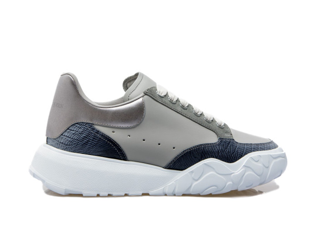 Pre-owned Alexander Mcqueen Oversized Court Trainer Grey Silver Navy White In Grey/silver/navy