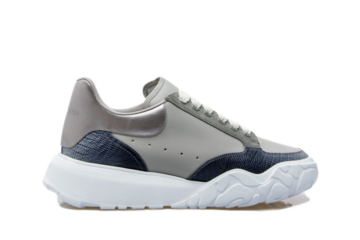 Pre-owned Alexander Mcqueen Oversized Court Trainer Grey Silver Navy White In Grey/silver/navy