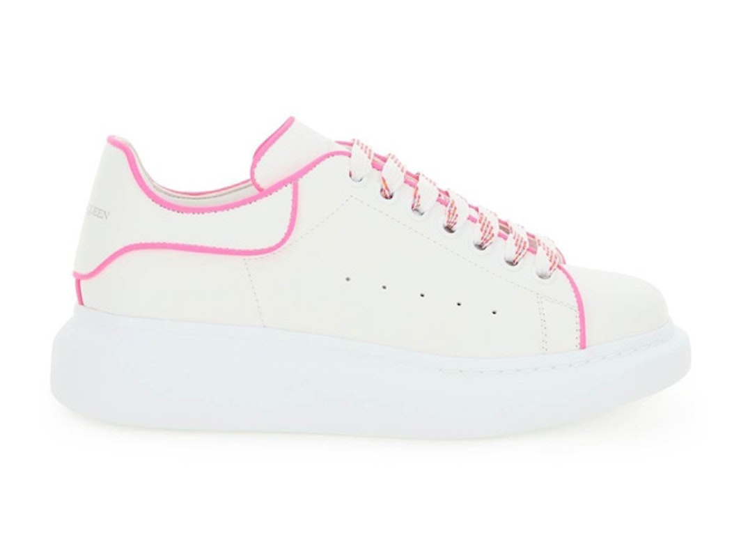 Pre-owned Alexander Mcqueen Oversized Fluo Pink Outline (women's) In White/pink