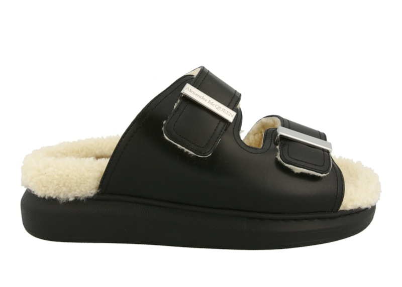 Alexander McQueen Oversized Hybrid Slides Shearling Black (Women's)