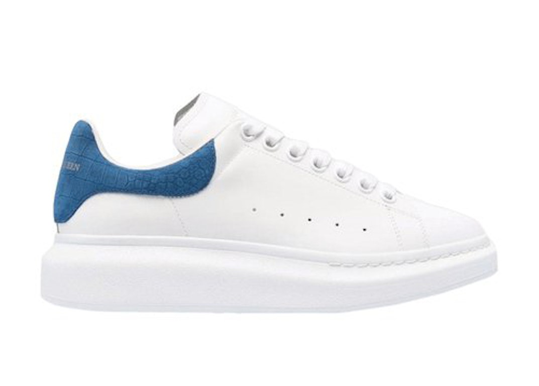 Pre-owned Alexander Mcqueen Oversized White Blue Croc In White/blue