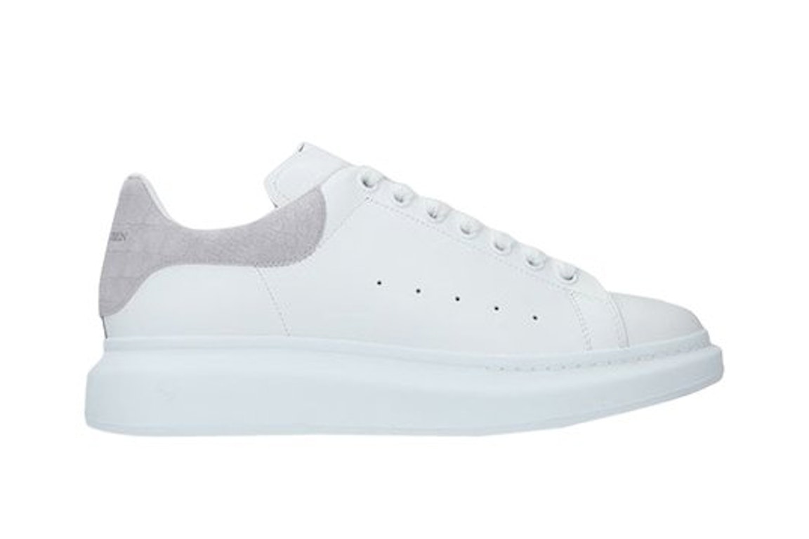 Pre-owned Alexander Mcqueen Oversized White Light Grey Croc In White/grey