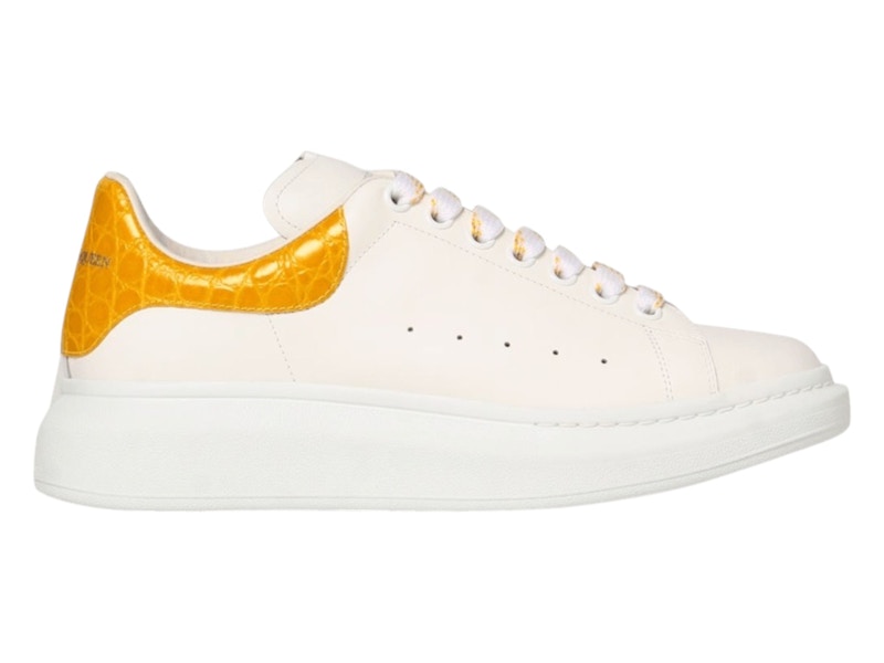 Pre-owned Alexander Mcqueen Men's  Oversized Orange Sneakers In White/yellow Croc