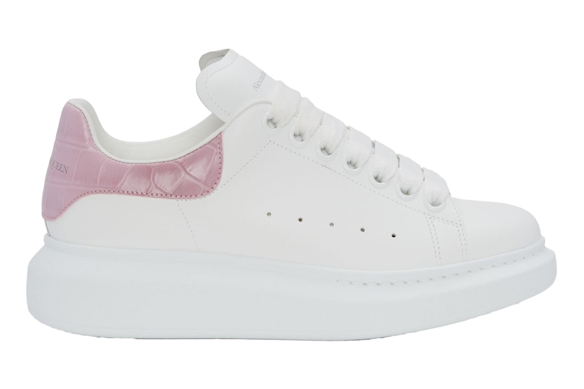 Pre-owned Alexander Mcqueen Oversized White Pink Croc (women's) In White/pink
