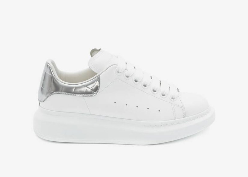 Alexander McQueen Oversized White Silver Croco (Women's 