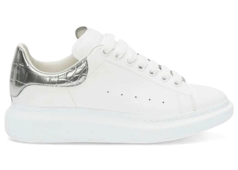 Alexander McQueen Oversized Crocodile (Kids) Sneakers in White/Silver