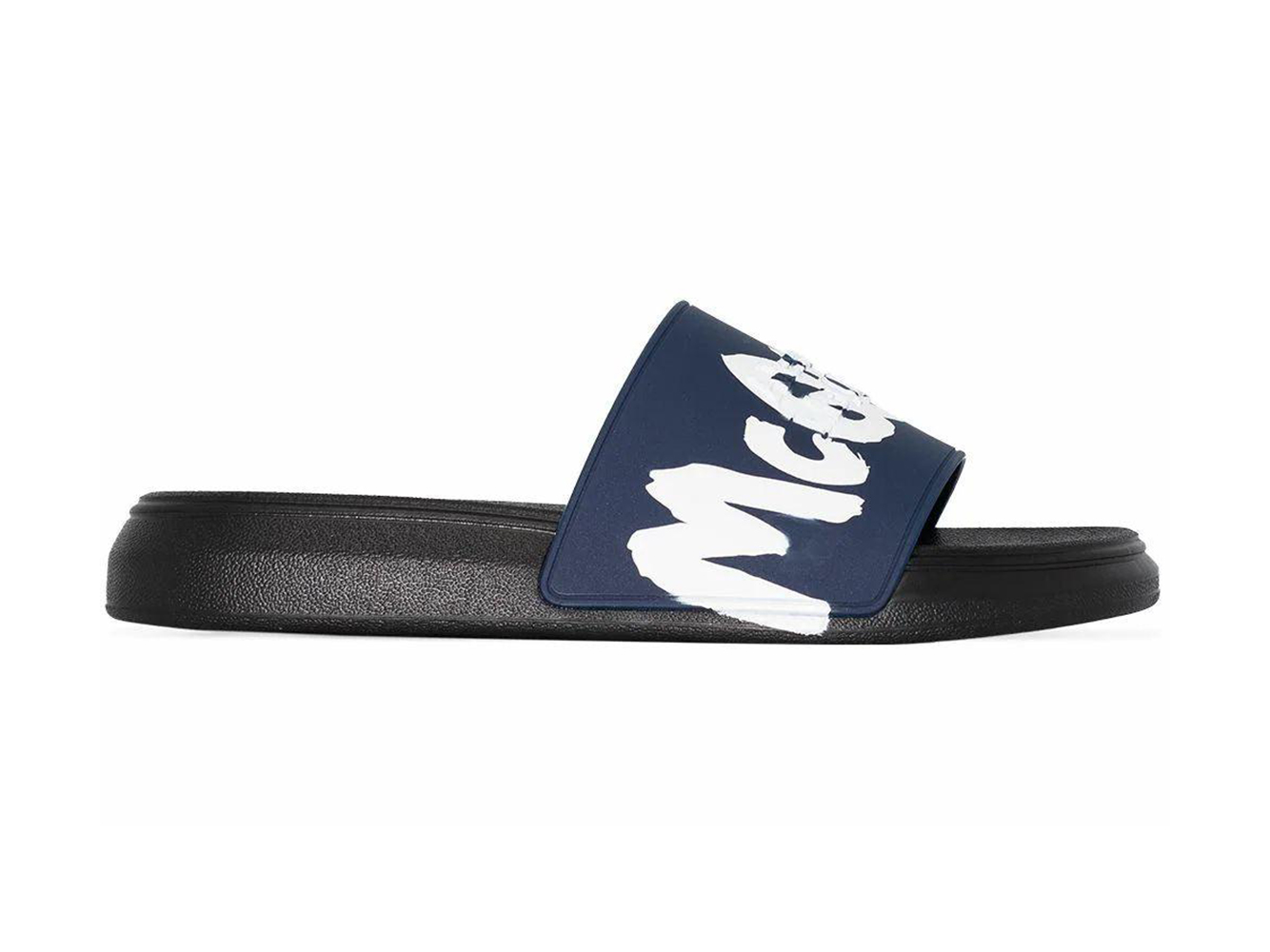 Alexander McQueen Grafitti Logo Slide Black White Men's - 682490