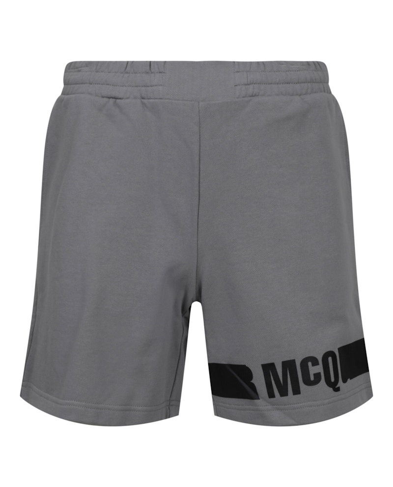 Pre-owned Alexander Mcqueen Men's Redacted Logo Sweatshorts In Silver