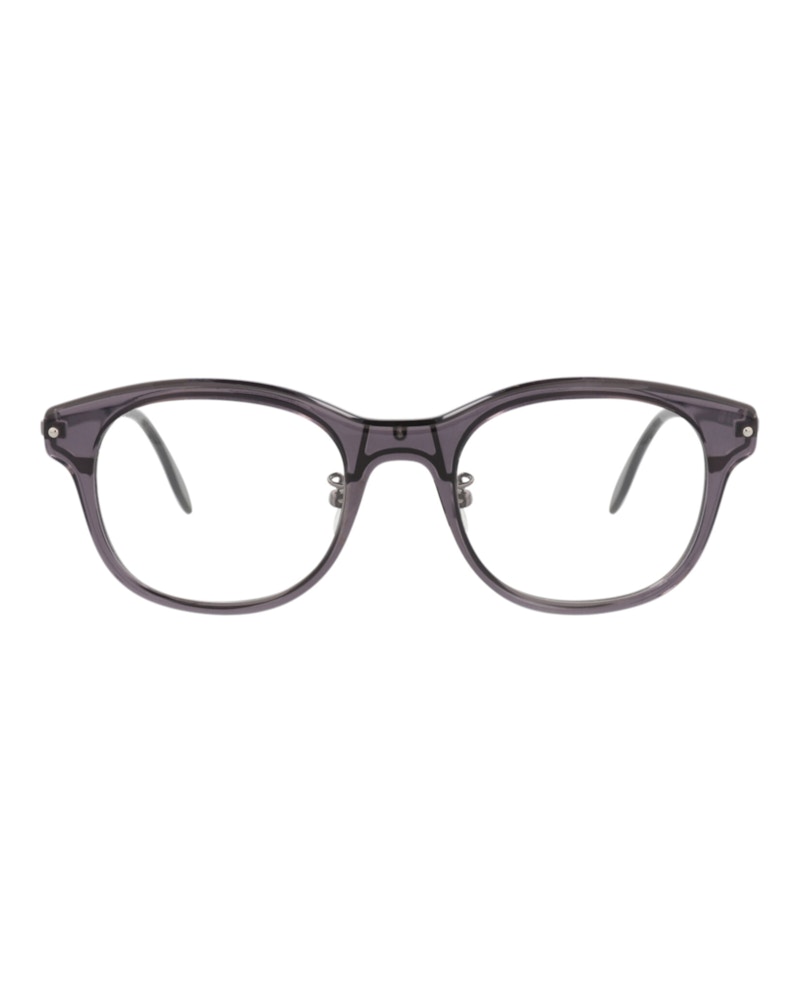 Pre-owned Alexander Mcqueen Men's  Roundframe Acetate Optical Frames In Grey Ruthenium Transparent (am0266o/300