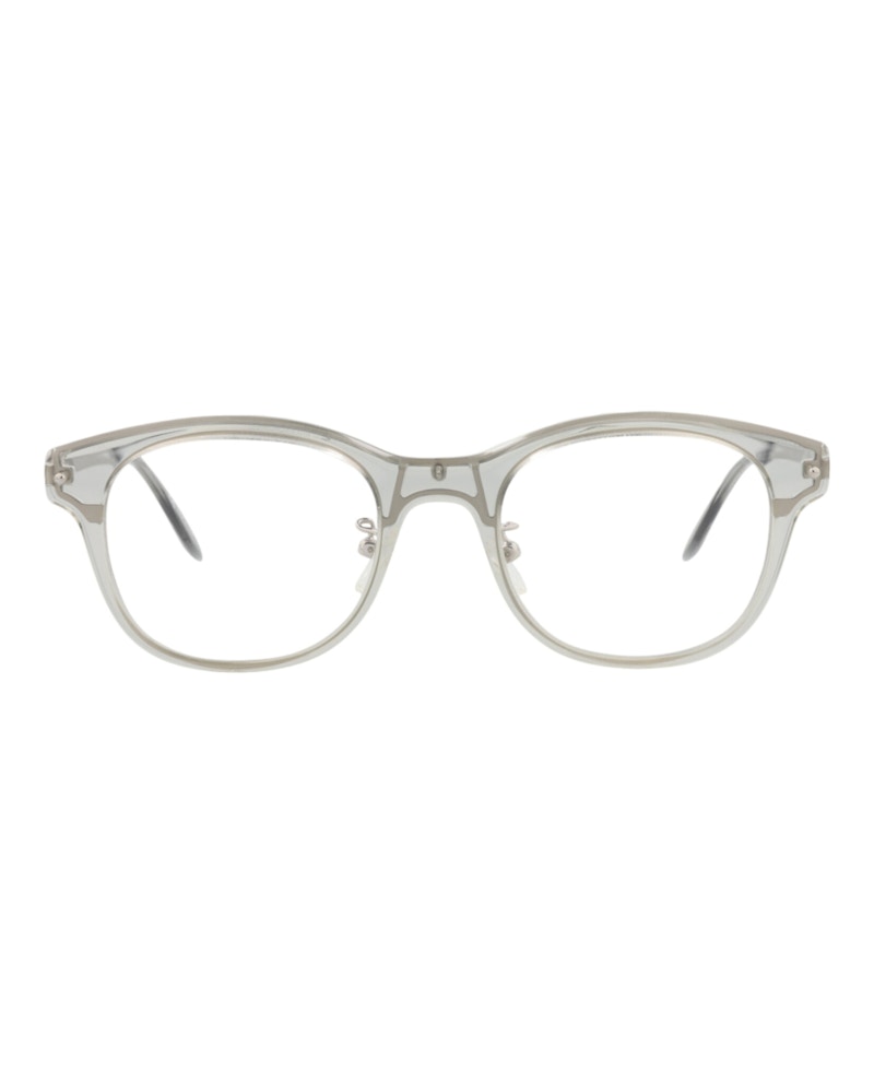 Pre-owned Alexander Mcqueen Men's  Roundframe Acetate Optical Frames In Grey Silver Transparent (am0266o/300086