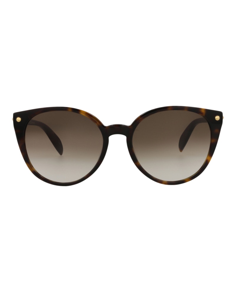 Pre-owned Alexander Mcqueen Women's  Roundframe Acetate Sunglasses In Avana Avana Brown (am0130s/30002577/002)