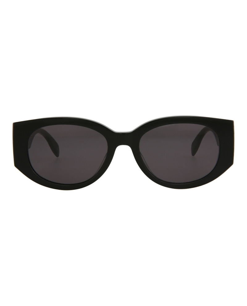Pre-owned Alexander Mcqueen Women's  Roundframe Acetate Sunglasses In Black Black Grey (am0330s/30011472/002)
