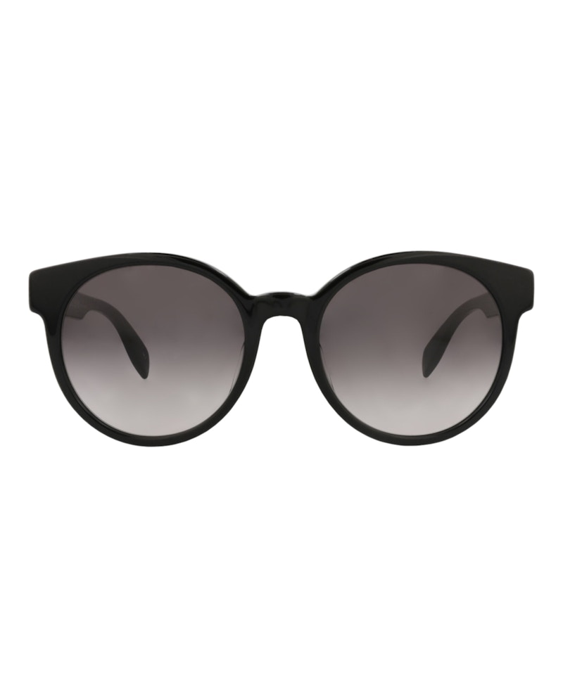 Pre-owned Alexander Mcqueen Women's  Roundframe Acetate Sunglasses In Black Black Grey (am0349sa/30012323/001)