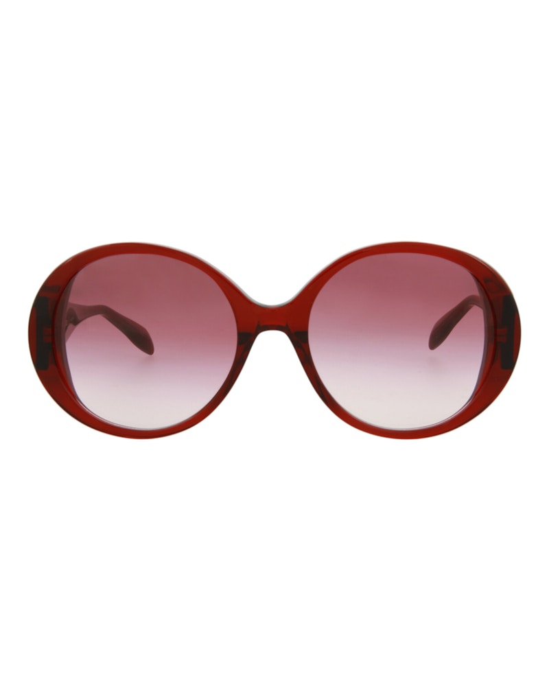 Pre-owned Alexander Mcqueen Women's Roundframe Acetate Sunglasses In Burgundy Red (am0285s/30009390/005)