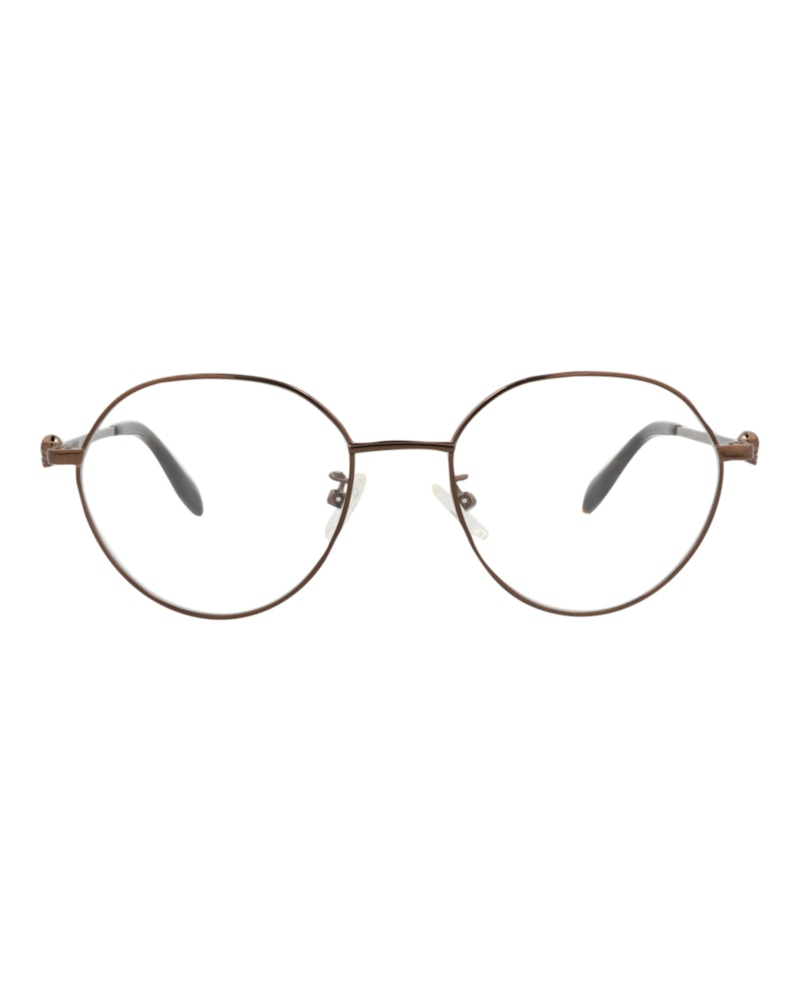 Pre-owned Alexander Mcqueen Roundframe Metal Optical Frames In Brown Brown Transparent (am0319o/30010861/003)