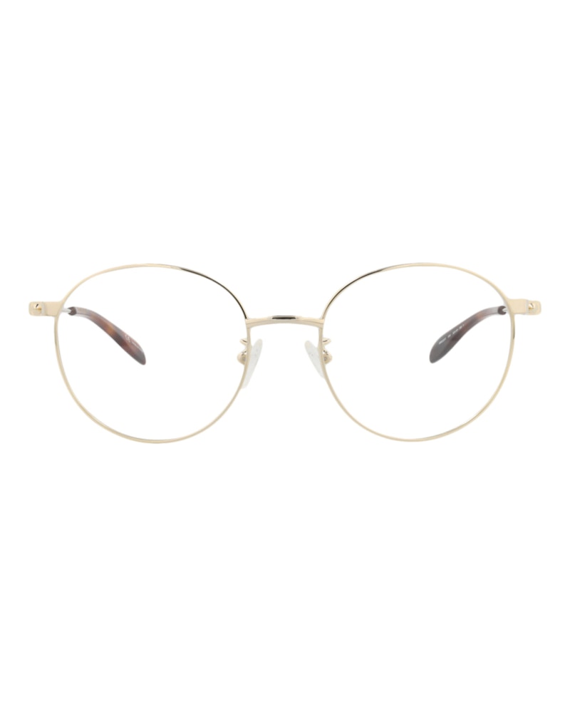 Pre-owned Alexander Mcqueen Men's  Roundframe Metal Optical Frames In Gold Gold Transparent (am0232o/30008070/0