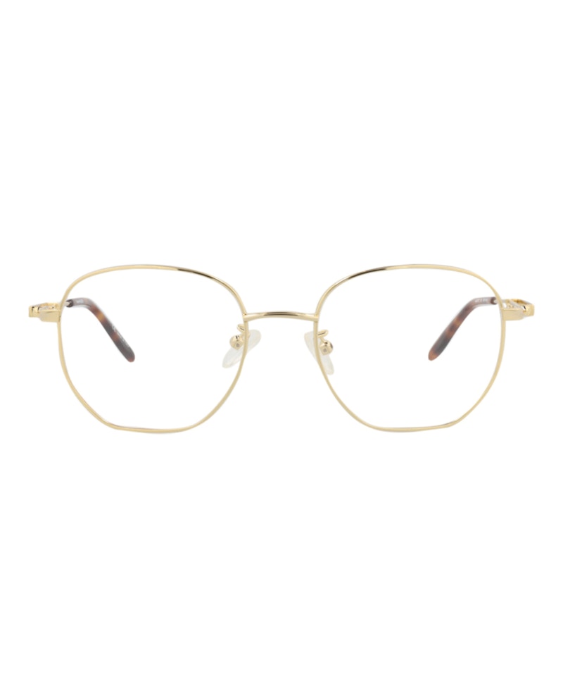 Pre-owned Alexander Mcqueen Men's  Roundframe Metal Optical Frames In Gold Gold Transparent (am0267o/30008679/0