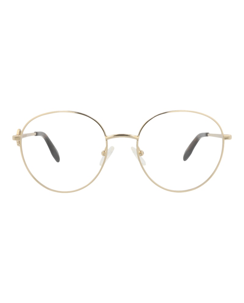 Pre-owned Alexander Mcqueen Women's  Roundframe Metal Optical Frames In Gold Gold Transparent (am0291o/30009427