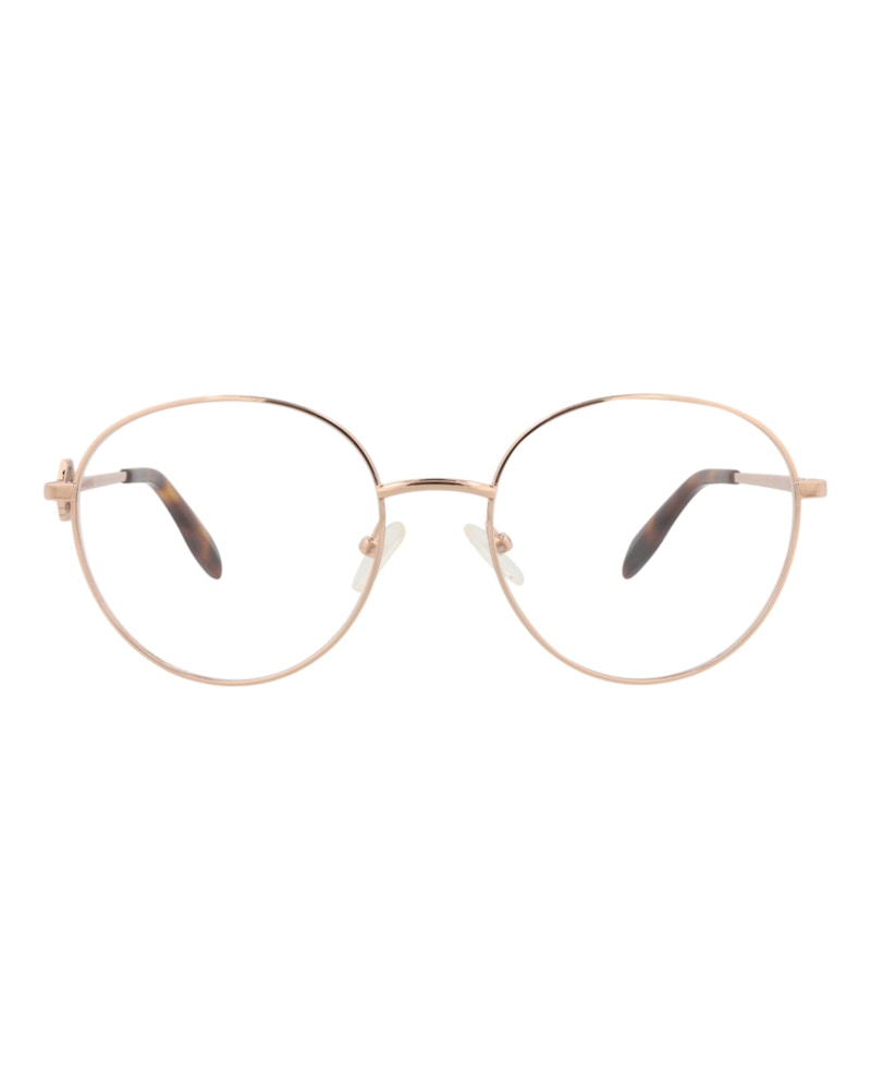 Pre-owned Alexander Mcqueen Women's Roundframe Metal Optical Frames In Gold Gold Transparent (am0291o/30009427