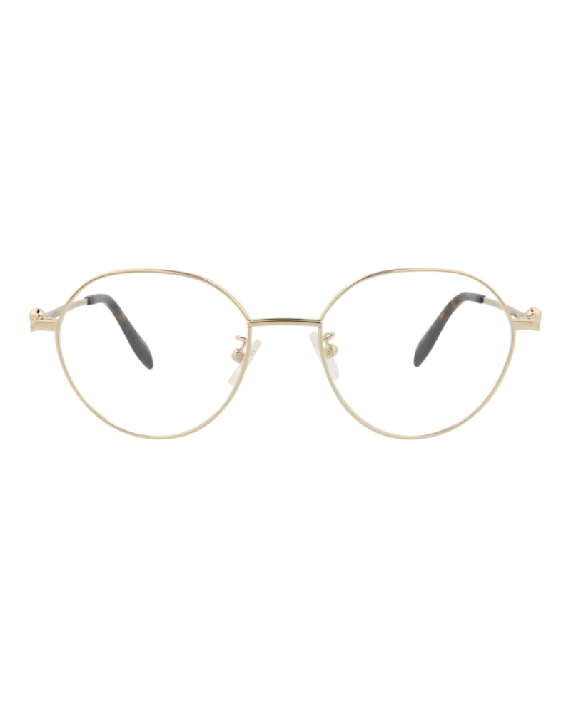 Pre-owned Alexander Mcqueen Roundframe Metal Optical Frames In Gold Gold Transparent (am0319o/30010861/002)