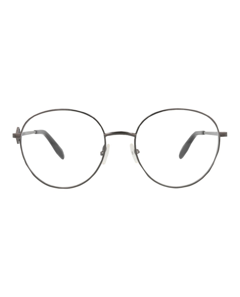 Pre-owned Alexander Mcqueen Women's  Roundframe Metal Optical Frames In Ruthenium Ruthenium Transparent (am0291