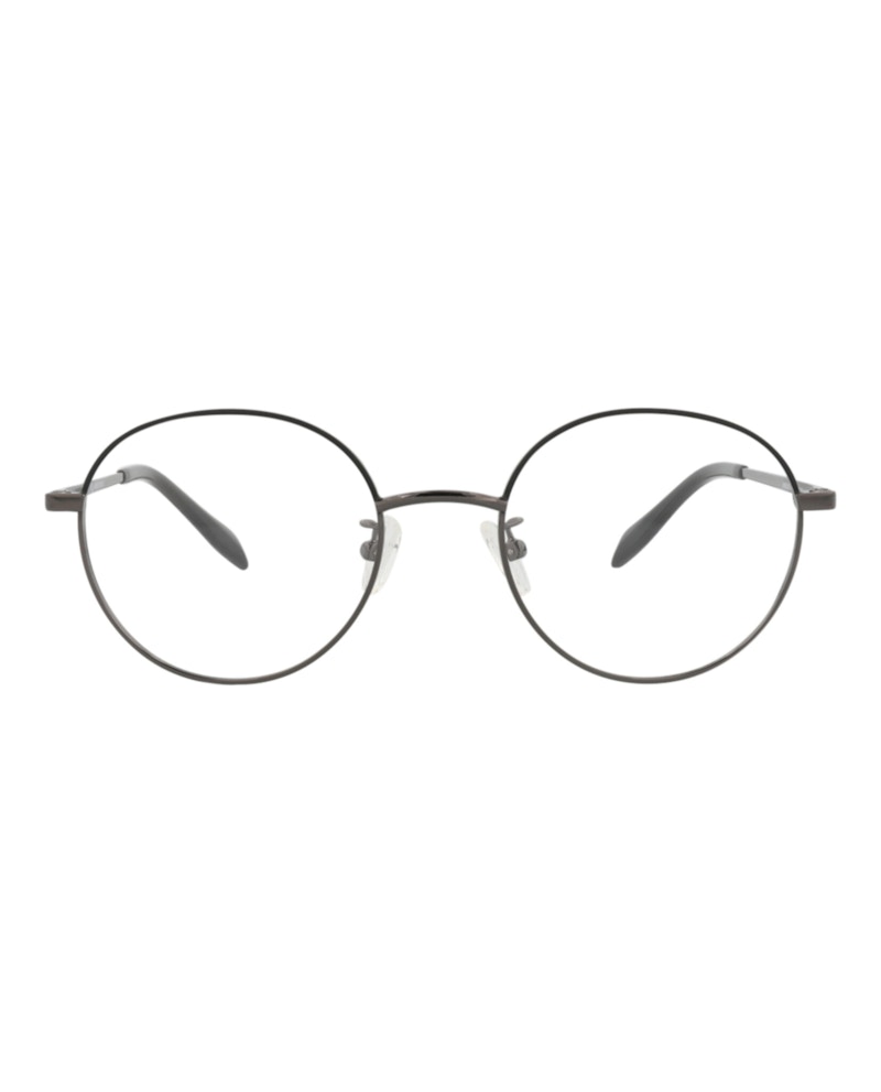 Alexander McQueen Round-Frame Metal Optical Frames Ruthenium Ruthenium Transparent (AM0369O-30012347-004)