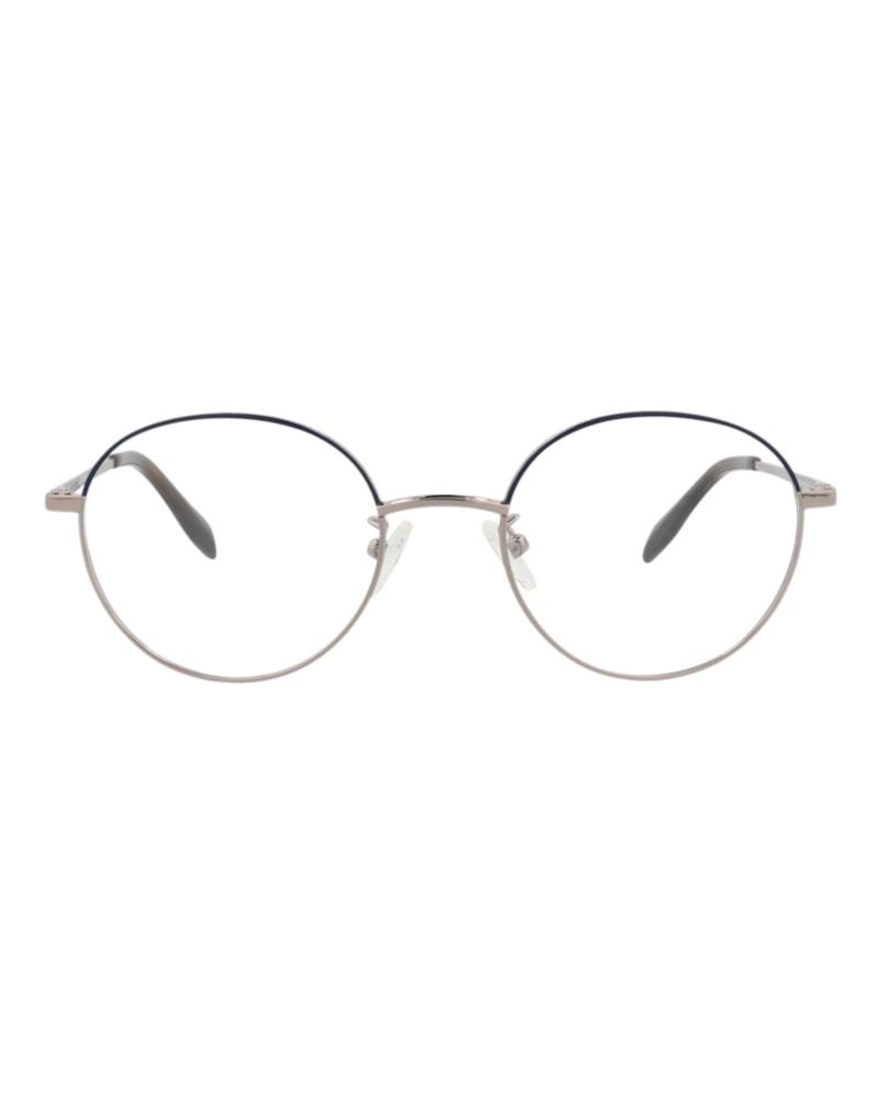 Pre-owned Alexander Mcqueen Roundframe Metal Optical Frames In Ruthenium Ruthenium Transparent (am0369o/30012347/006)