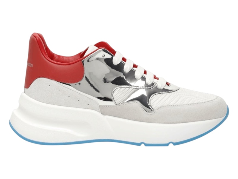 Pre-owned Alexander Mcqueen Men's  Runner Sneakers In White/red/silver