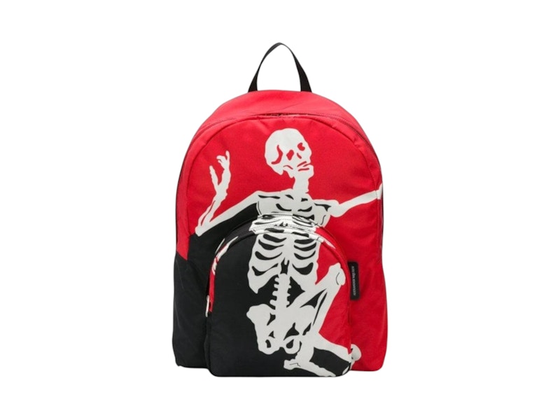 Pre-owned Alexander Mcqueen Women's  Skeleton Print Backpack In Red/black In Multi