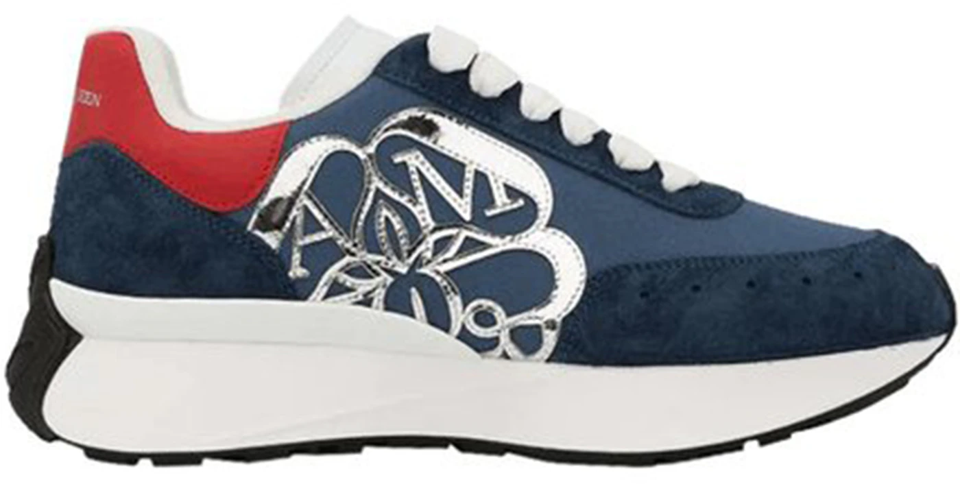 Alexander McQueen Navy Blue Red Sprint Runner Sneakers – Boutique