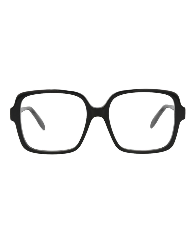Pre-owned Alexander Mcqueen Women's  Squareframe Acetate Optical Frames In Black Black Transparent (am0286o/300