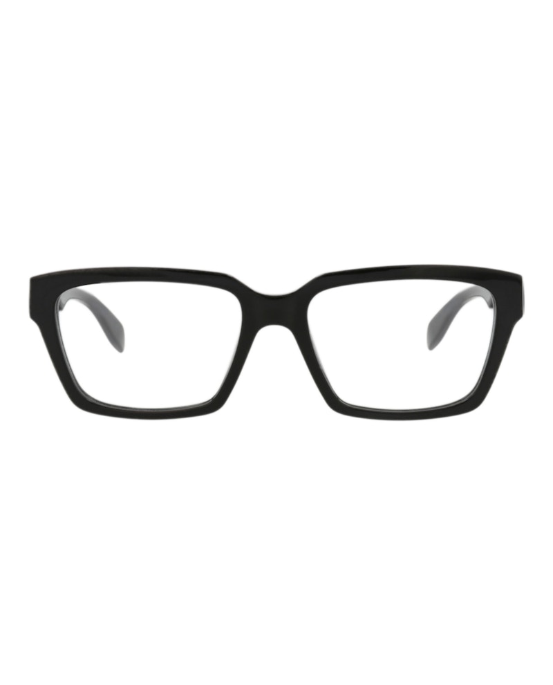 Pre-owned Alexander Mcqueen Men's  Squareframe Acetate Optical Frames In Black Black Transparent (am0332o/30011
