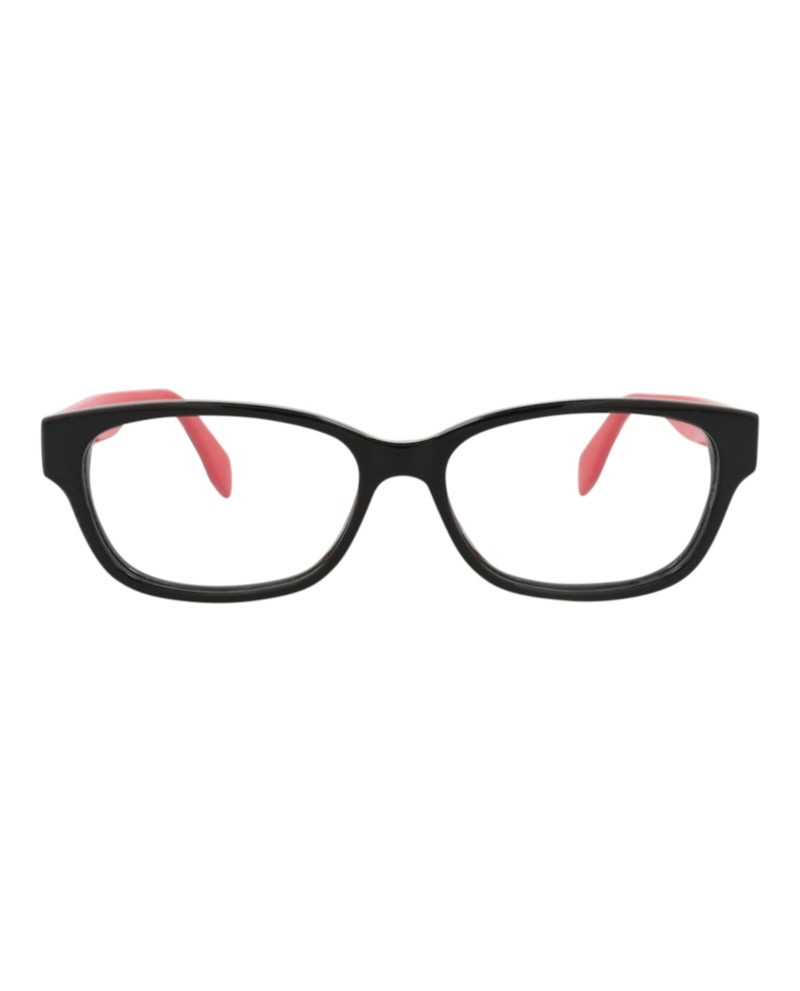 Pre-owned Alexander Mcqueen Women's  Squareframe Acetate Optical Frames In Black Black Transparent (am0344o/300