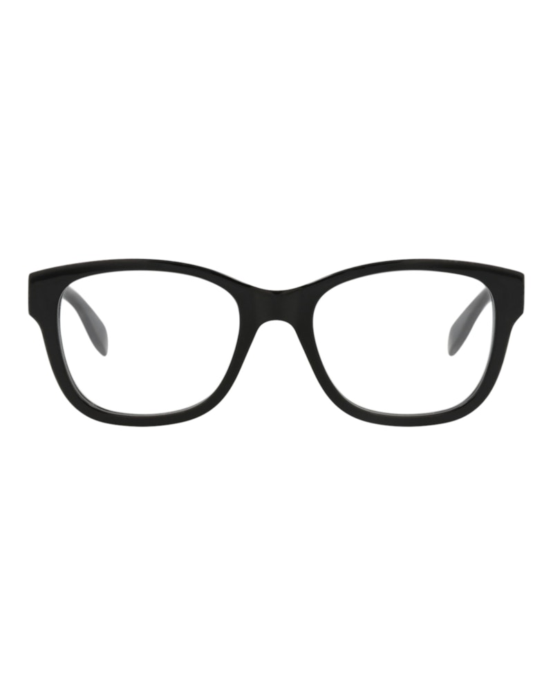 Pre-owned Alexander Mcqueen Men's  Squareframe Acetate Optical Frames In Black Black Transparent (am0350o/30012