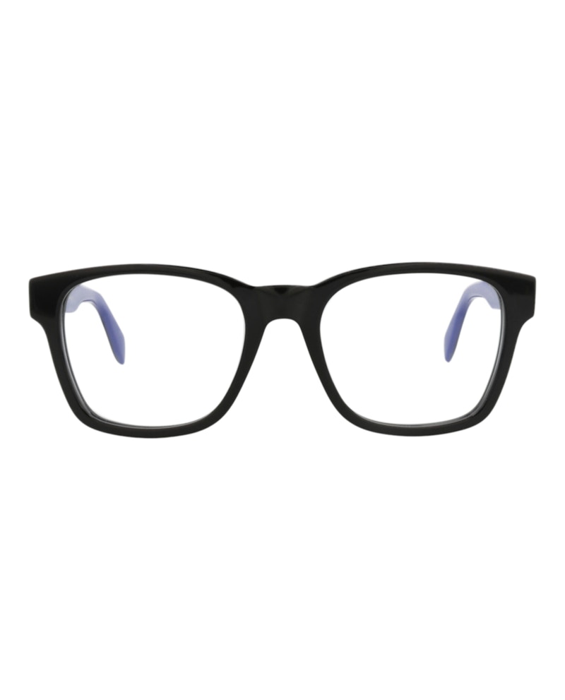 Pre-owned Alexander Mcqueen Men's  Squareframe Acetate Optical Frames In Black Black Transparent (am0356o/30012