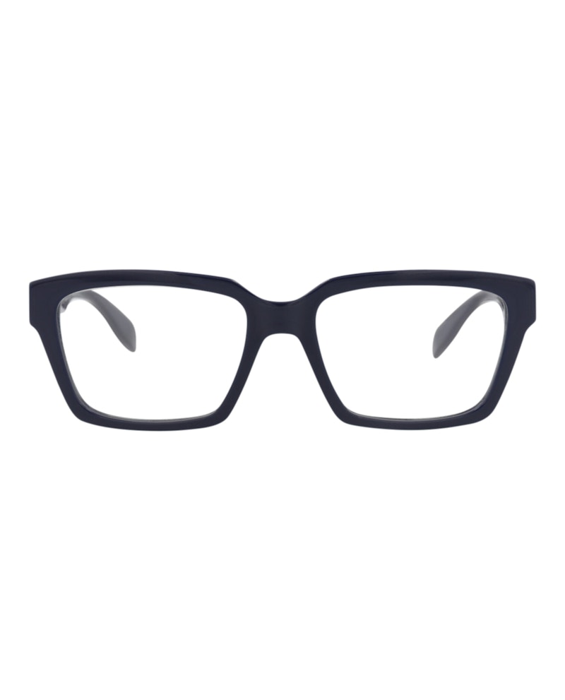 Pre-owned Alexander Mcqueen Men's  Squareframe Acetate Optical Frames In Blue Blue Transparent (am0332o/3001149