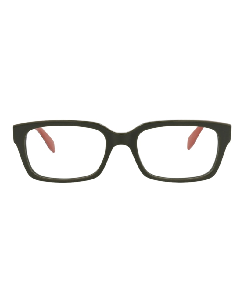 Pre-owned Alexander Mcqueen Men's  Squareframe Acetate Optical Frames In Green Green Transparent (am0345o/30011
