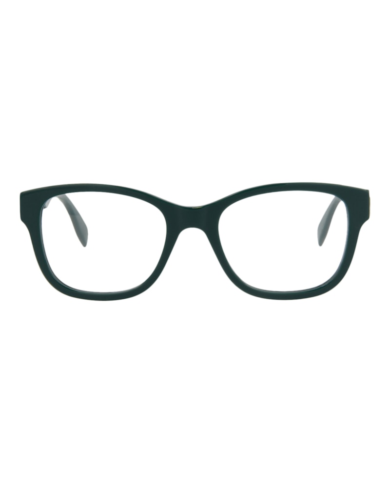 Pre-owned Alexander Mcqueen Men's  Squareframe Acetate Optical Frames In Green Green Transparent (am0350o/30012