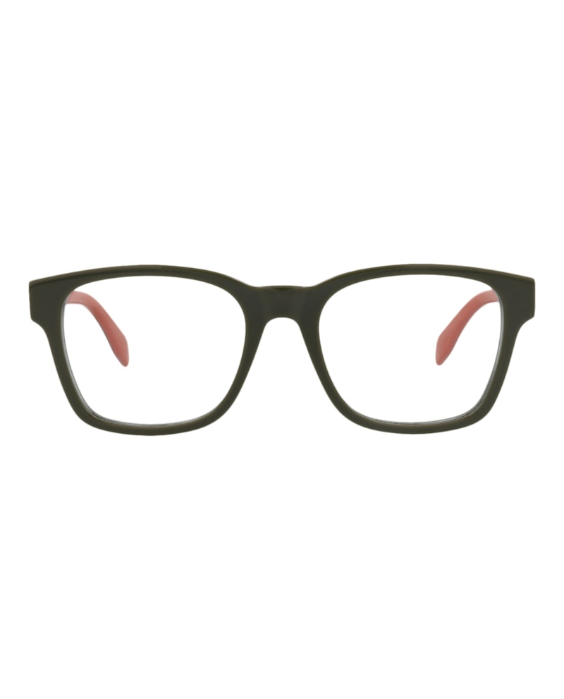 Pre-owned Alexander Mcqueen Men's  Squareframe Acetate Optical Frames In Green Green Transparent (am0356o/30012