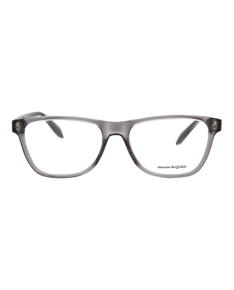 Pre-owned Alexander Mcqueen Squareframe Acetate Optical Frames In Grey Grey Transparent (am0248o/30008654/001)