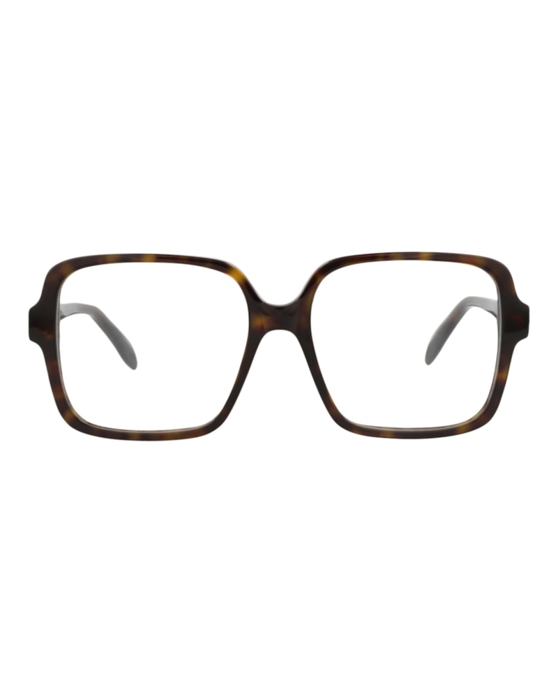 Pre-owned Alexander Mcqueen Women's  Squareframe Acetate Optical Frames In Havana Havana Transparent (am0286o/3